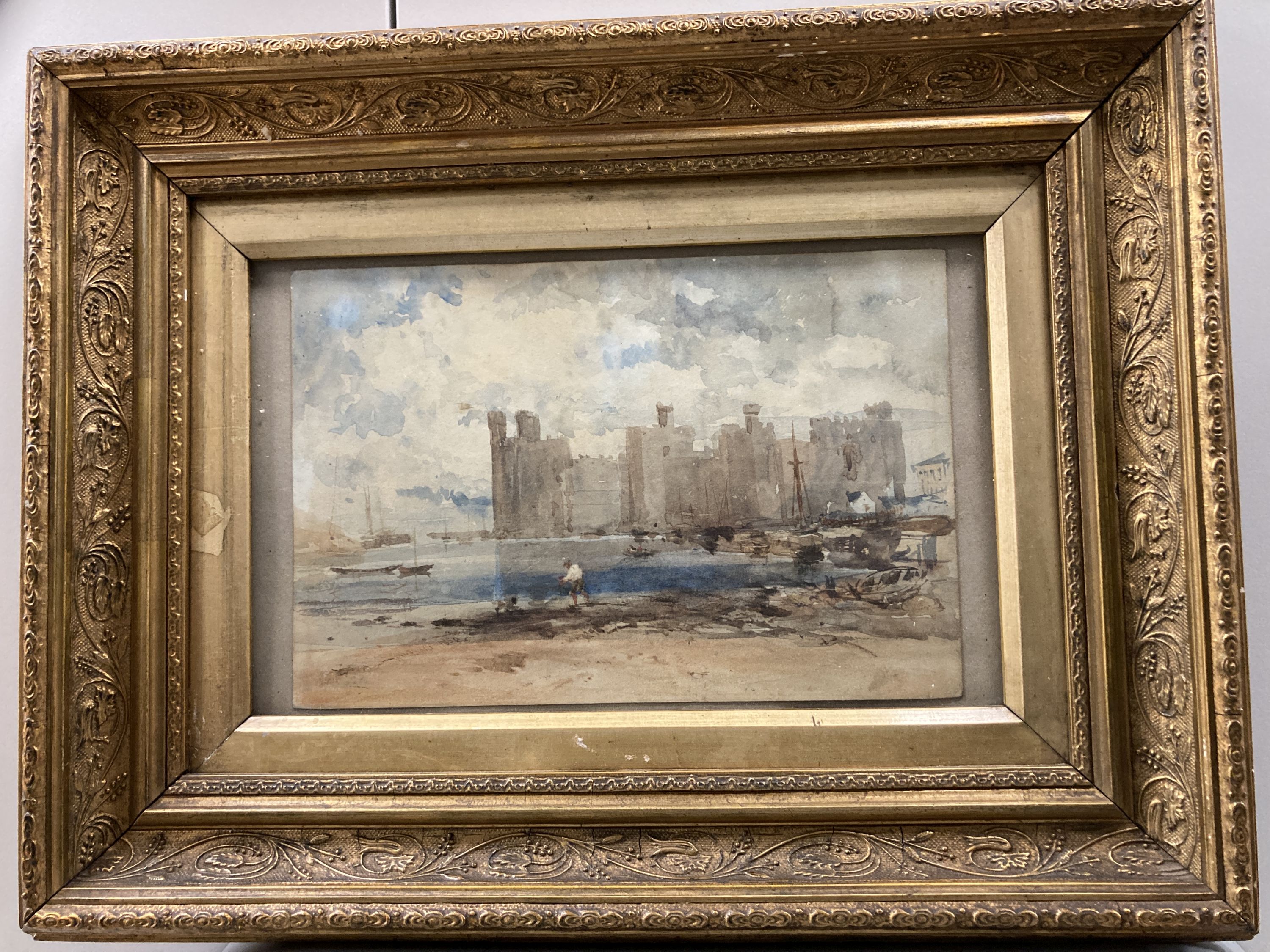 19th century English School, watercolour, View on Conway Castle, indistinctly signed and dated 1850, 16 x 24cm